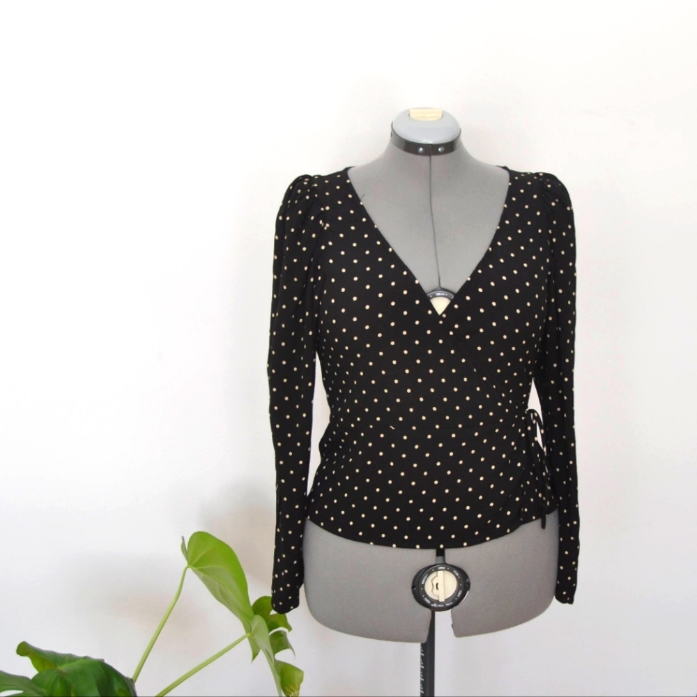 Mango polka-dot wrap blouse